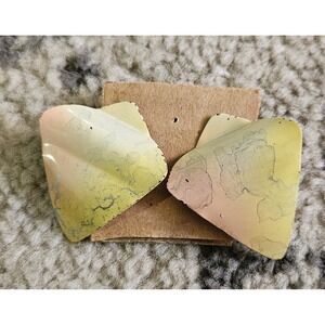 Vintage 1980s Pink Yellow Paint Splatter Metal Earrings